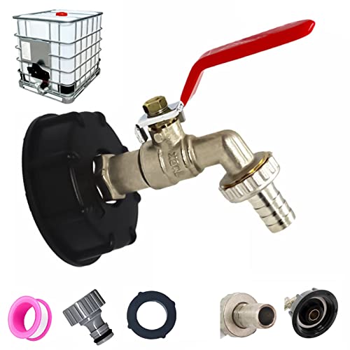 IBC Tank Zubehör 1/2‘’ Brass IBC Tank Adapter Container Zubehör Wassertank 1000L Ibc Adapter Ibc Valve For S60x6 Gartenschlauch Wassertank Schlauchanschluss Ersatz Für Ibc regenwassertanks von Shunfaji