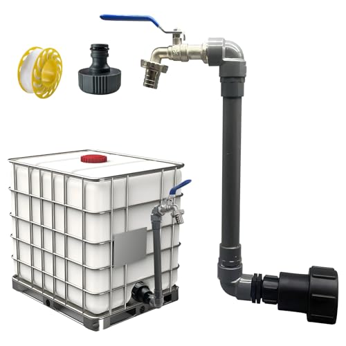 IBC Tank Zubehör IBC Auslaufhahn 3/4'' IBC Adapter Für Wassertank 1000l, S60x6 IBC Schwanenhals Auslasshahn Wasserhahn Absperrhahn IBC Container Wassertank Zubehör 3/4 Zoll höher (Lang) von Shunfaji