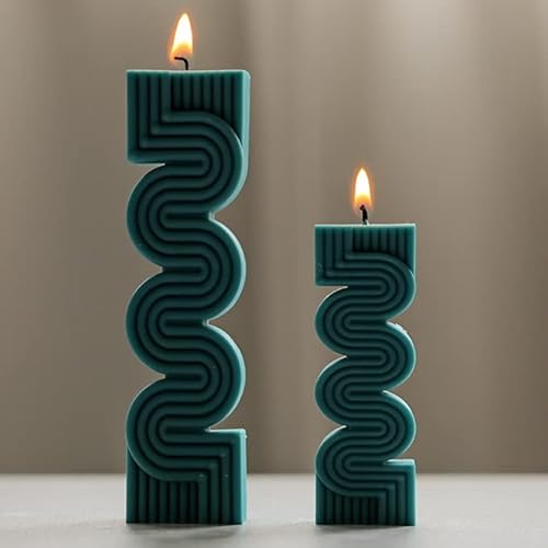 Kerzenformen Silikon, 3D-Kerzenform für die Kerzenherstellung, Wellenstreifen Silikon-Wachs-Kerzenform Silikon-Kerzenformen DIY-Aromatherapie-Kerzen Handmade Mold Home Decor (A L) von Shunfaji