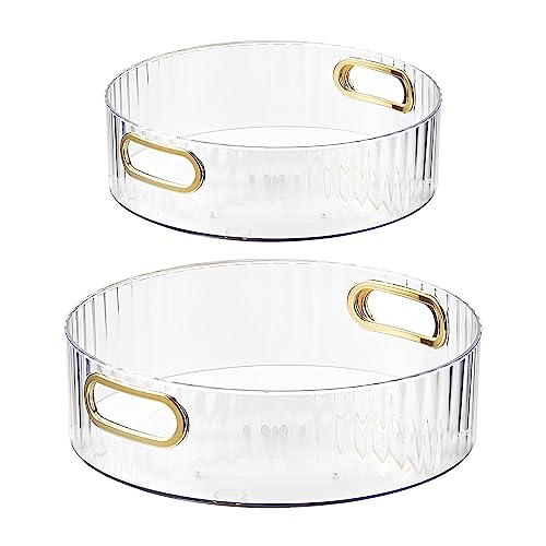 Kühlschrank Organizer Drehteller Organizer 2 Stück Drehteller küchen organizer Lazy Susan, Gewürzregal Drehbar mit rutschfester Unterlage für Küche, Badezimmer, Kühlschrank, Speisekammer (Transparent) von Shunfaji