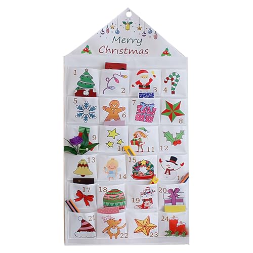 Shunfaji 24 Taschen Adventskalender 2024 aus Stoff zum Befüllen - Wiederverwendbarer Weihnachtskalender als Wandteppich für Festliche Dekoration (D) von Shunfaji