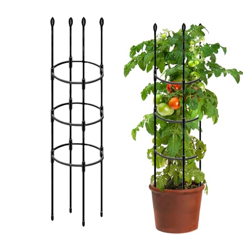 Shunfaji Gurken Rankhilfe Spirale 60-135CM Höhe 11mm Schwarz 4 Stangen Pflanzenstütze Mit Metallringen Für Tomaten Gewächshaus Garten Balkon (C) von Shunfaji
