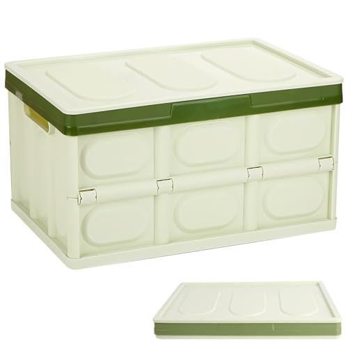 Shunfaji Klappkorb Faltbare Aufbewahrungsbox mit Deckel PP Kunststoff Lagerbehälter Stapelbar Transportbox für Camping Kleidung Spielzeug 2 Größen 30L 55L (F) von Shunfaji