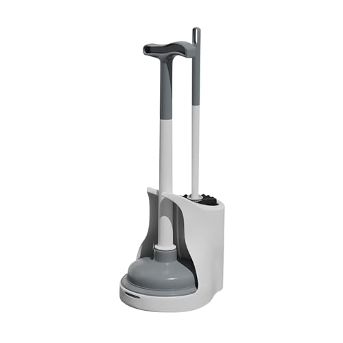 Shunfaji Pömpel Pümpel Saugglocke Set mit Halter Weiß 1 Set Langlebiges Design Für Badezimmer und Gäste-WC Komplettset Mit Hygienischer Aufbewahrung von Shunfaji