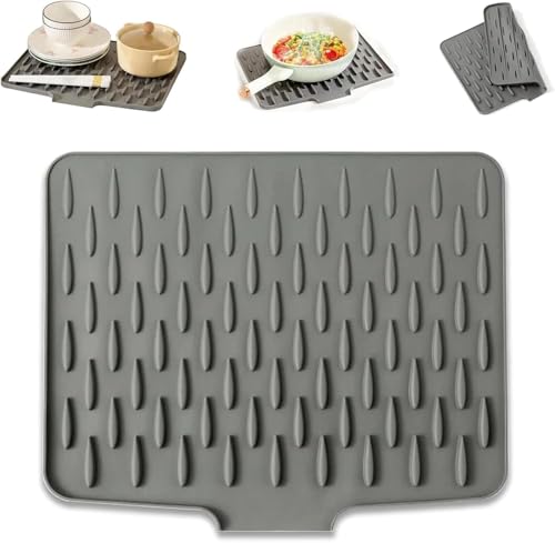 Shunfaji Silikon Abtropfmatte Arbeitsplattenschutz Effiziente Wasserableitung Rutschfest Hitzebeständig Spülmaschinengeeignet 40x32.5 cm von Shunfaji