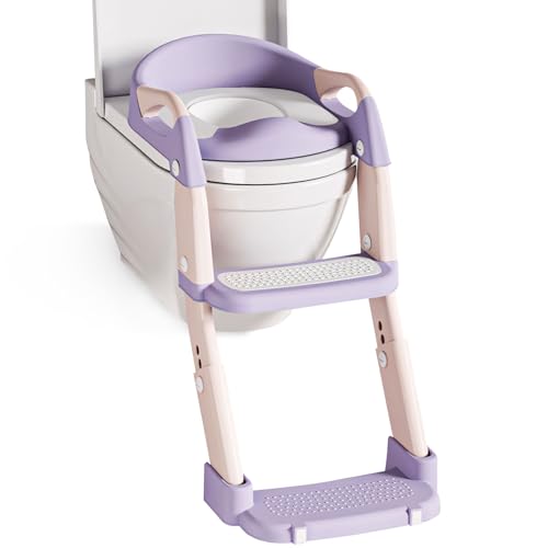 Shunfaji Toilettensitz Kinder Mit Treppe 3-in-1 Toilettenleiter Hocktoilette 4-Stufen Höhenverstellung Klappbar Spritzschutz Griffe Für Kleinkinder Jungen Und Mädchen (C) von Shunfaji