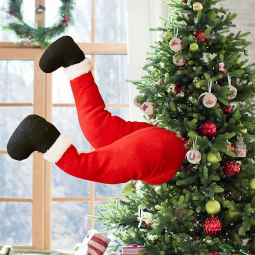 Shunfaji Weihnachtsmann Beine Weihnachtsbaumdekoration 38cm Mit Bewegung Ornament Zum Aufhängen Für Tannenbaum Interaktive Christbaumdekoration Lebendige Beinpose Festtagsdekoration von Shunfaji