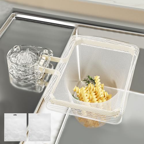 Sieb Für Spülbecken Sink Strainer Kitchen,Abflusssieb Küchenspüle Mit Saugnapf,Spülbecken Sieb Mit 100 Sieb,2 in 1 Sink Strainer Und Lappenaufbewahrungsregal,Küchenspüle Sieb (Silber) von Shunfaji