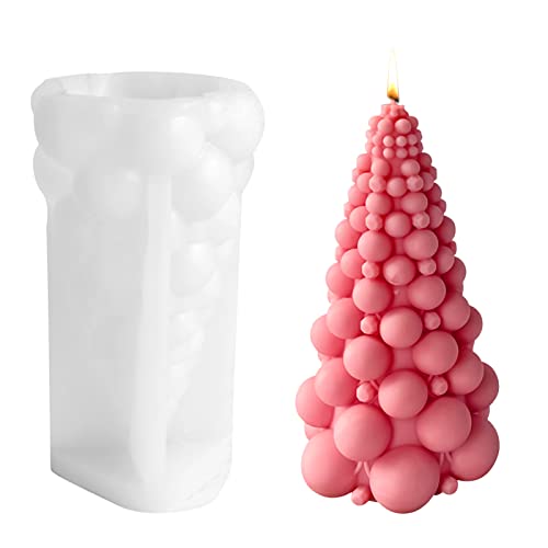 Weihnachtsbaum Silikonform Kerzenform, 3D Blasen Weihnachtsbaum Silikonform Kerze, Weihnachten Handgefertigte Form Für Seife Schokolade, Kuchen Cupcake Dekoration (pink) von Shunfaji