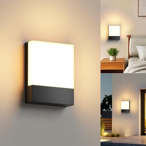 LED Wandleuchte Aussen IP65 Außenleuchte Wand Außenlampe Warmweiss Außenwandleuchte Modern Wandlampe Wasserdicht Außenbeleuchtung Alu für Außenbreich Outdoor Wall light Flur Treppenhuaus von Shuniu