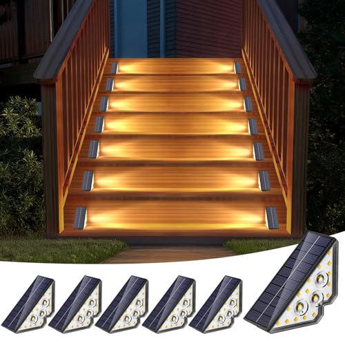 Solarlampen für Außen, LED Stufenleuchte, Solar Treppenlicht Garten, IP65 Wasserdichte LED Wegeleuchten Gartenlampen für Gehweg Treppe Weg Zaun, 6 Stück von Shuniu