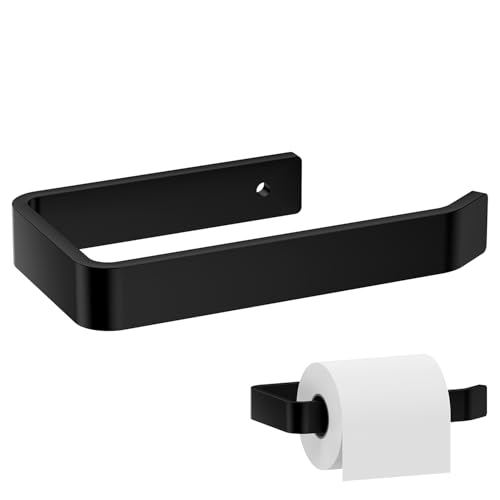 Toilettenpapierhalter Ohne Bohren, Selbstklebend Klorollenhalter Klopapierhalter, Küchenrollenhalter ohne Bohren, WC Papier Halterung - Schwarz, Wandmontage Küchenpapierhalter für Badzimmer/Küche von Shuniu