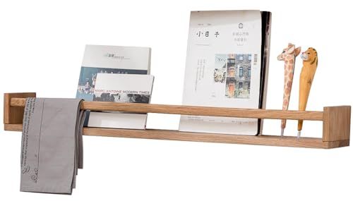 ShunpuBF Wandregal Kinderzimmer, Massives Eichenholz Schweberegal Bücherregal Wand bücherregal Wand Kinder für Zeitschrift Kinderzimmer Wohnzimmer Bad Schlafzimmer (Eiche, 60x10cm) von ShunpuBF