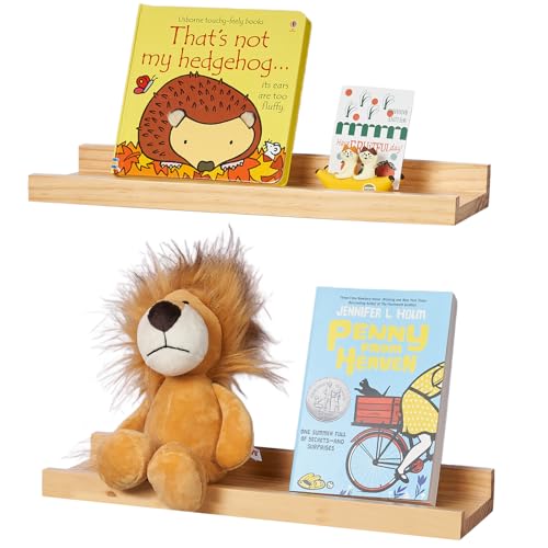 ShunpuBF Wandregal Holz,30cm Rustikale Wandregal Kinderzimmer mit Lippe 2 Stück Gewürzregal Wand für Schlafzimmer, Wohnzimmer, Bad, Küche, Bücherregal Wand(Natural) von ShunpuBF
