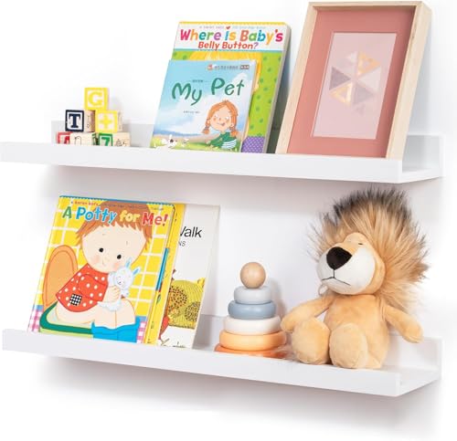 ShunpuBF Wandregal Weiß,40cm Moderne Regal Wand mit Lippe 2 Stück Wandregal Kinderzimmer für Schlafzimmer, Wohnzimmer, Bad, Küche, Bücherregal Wand von ShunpuBF