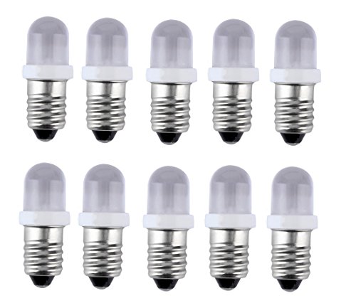 ShuoHui 10pcs E10 Spot LED Schraubsockel Linse Fahrrad Birne Weiß Taschen 3,5V-4,5V DC 6000K 0.2W von ShuoHui