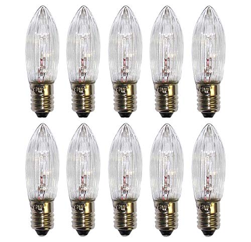 ShuoHui Spitzkerzen E10 8V 3W Ersatzbirne Glühbirnen Topkerze für Lichtbogen und Schwippbogen WarmWeiss (10) von ShuoHui