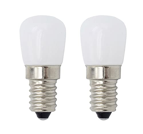 ShuoHui 2-Packs 1.5W E14 SES Mini-LED-Birnen-warmes Weiß 2800K 220-240 Volt 15W Halogen-Ersatz Kleine Edison Screw E14 LED-Lampe für Pygmy Kühlschrank/Mikrowelle/Dunstabzugshaube/Nähmaschine von ShuoHui