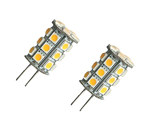 ShuoHui 2 Stück Warm Weiß GY6,35/G6.35 27 LED 5050 SMD Sparlampe Leuchtmittel Birne Spot Licht 4W Lampe 12V DC 3300K von ShuoHui