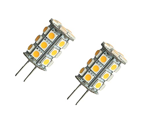 ShuoHui 2 Stück Warm Weiß GY6,35/G6.35 27 LED 5050 SMD Sparlampe Leuchtmittel Birne Spot Licht 4W Lampe 12V DC 3300K von ShuoHui