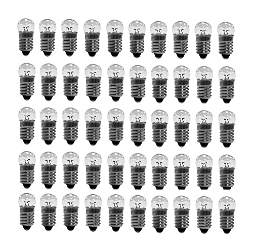 50 Stück Kugellampe E10 1,5 V to 12V DC 0,3A Glühlampe Glühbirne Miniatur Schraubfuß Warmweiß (12V) von ShuoHui