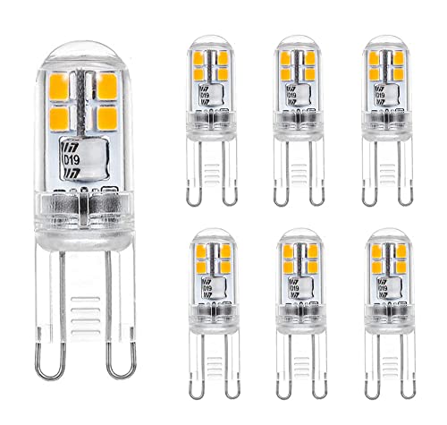 ShuoHui G9 Led Light Bulbs,2W 200LM, Equivalent to 20W Halogen, Warm White 2900K, G9 Socket Led Lamp, Energy Saving Led Bulbs, AC 220-240V, Non-Dimmable (6) von ShuoHui