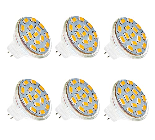 ShuoHui MR11 GU4 LED 3W Warmweiß 3000K, 120 Grad, 350LM, MR11 30W Halogen Ersatz, AC DC 12V-24V LED Einbaustrahler GU4 MR11 Warmweiss für Deckenleuchte, Nicht Dimmbar (4) von ShuoHui
