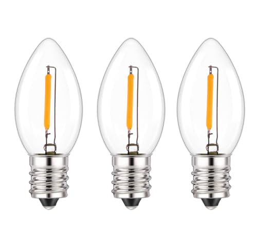 ShuoHui C7 E12 220V LED Kerzenlampe, 0.5W Vintage Edison Kleine Ersatz-Glühbirne ersetz 7W Glühend für Nachtlicht/Kokosnusslichterkette 2200K Super Warm Leuchtmittel, 50 Lumen Nicht Dimmbar (10) von ShuoHui