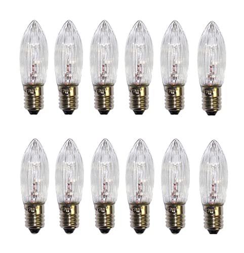 ShuoHui E10 24V 3W Spitzschaftkerze Riffelkerze TopkerzeErsatzkerzen Schwibbogen Lichterkette 2700K 24 V (12) von ShuoHui