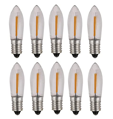 ShuoHui E10 COB LED Ersatzlampen Glühbirnen Topkerze für Lichterkette 14V-55V AC 0.2W 3000K Warm Weiß (10) von ShuoHui