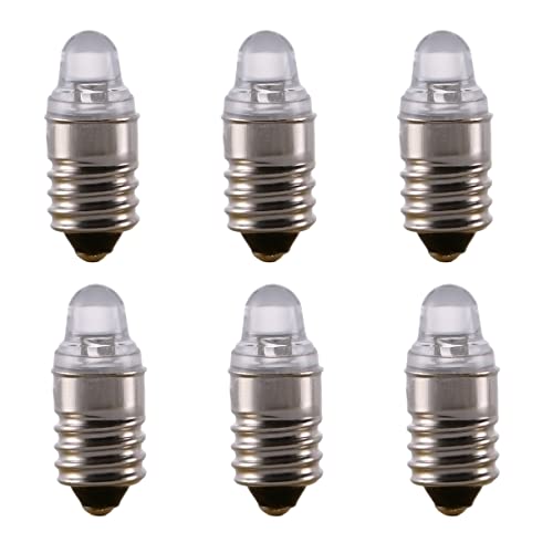 ShuoHui E10 LED-Leuchtmittel, 3 V, 6000 K, weiße LED-Leuchtmittel für Taschenlampe, Taschenlampe, Scheinwerfer, negative Erdung (6) von ShuoHui
