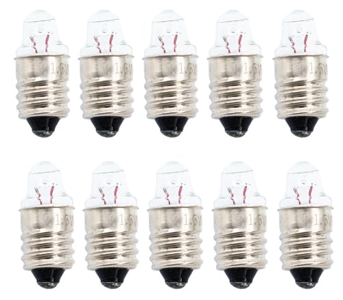 ShuoHui E10 Screw Base Flashlight Bulbs DC 1.5V 0.3A / 2.2V 0.25A Yellow Light Mini Lamps Taschenlampe Scheinwerfer Arbeitsscheinwerfer Taschenlampe Arbeitswerkzeuge (2.2, Volt) von ShuoHui