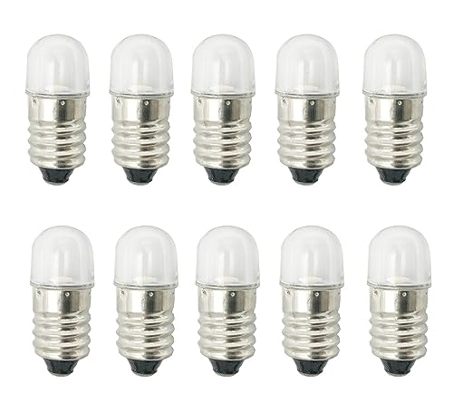 ShuoHui E10 Sockel LED Lampe 0.5W 12V Kaltweiß Taschenlampe Scheinwerfer Scheinwerfer Mini Scheinwerfer Taschenlampe Lampen ersetzen 6000K (25) von ShuoHui