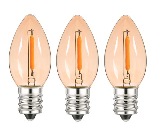 ShuoHui E12 C7 220V 230V LED Kerzenlampe, 0.5W Vintage Edison Kleine Ersatz-Glühbirne ersetz 5W Glühend für Nachtlicht/Kokosnusslichterkette 2200K Warm Leuchtmittel, 50LM Nicht Dimmbar (10) von ShuoHui