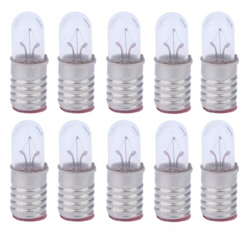 ShuoHui E5 Mini-Glühlampe 12V 50mA Birne lampen warm weiß E5.5 H0 Gelb Pack of 10 Screw Bulbs (12V) von ShuoHui