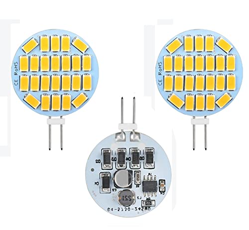 ShuoHui G4 LED Warmweiss Lampen 3W AC/DC 12V, 3000K, 400Lm, Ersatz für 30W Halogenlampen Glühlampen, LED G4 Stiftsockellampe Leuchtmittel (6) von ShuoHui