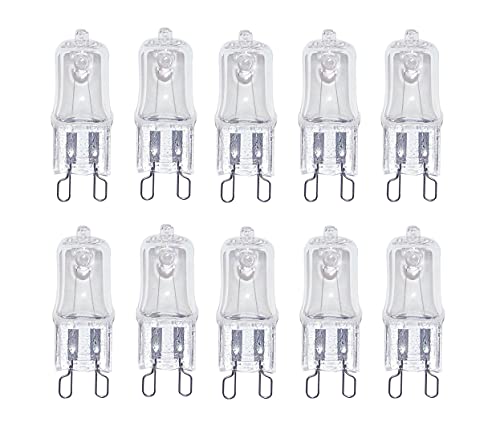 ShuoHui G9 Halogen Leuchtmittel, G9 Halogenlampen, 40W 230V Glühbirnen, Warmweiß 2700K, 500LM Dimmbar Klare Kapsel Backofenlampe Mikrowellen Herd Deckenleuchten (Clear, 10) von ShuoHui