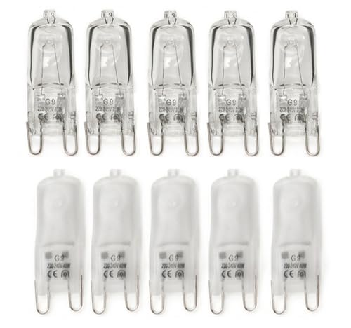 ShuoHui G9 Halogen Leuchtmittel, G9 Halogenlampen, 40W 230V Glühbirnen, Warmweiß 2700K, 500LM Dimmbar Klare Kapsel Backofenlampe Mikrowellen Herd Deckenleuchten (Frosted, 5) von ShuoHui