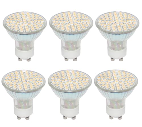 ShuoHui GU10 LED Warmweiss 5W Ersetzt 50W Halogen Leuchtmittel, 6er-Pack. 500 Lumen 3000K Birnen, AC 230V Flimmerfrei Strahler, Abstrahlwinkel 160 Grad Spot, Nicht Dimmbar Reflektorlampen (6) von ShuoHui