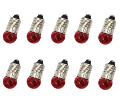 ShuoHui Rot Kugellampe E10 2.5V 0.3A Glühlampe Glühbirne Miniatur Schraubfuß Miniaturschraubensockel 11mm Ø E 10 (20) von ShuoHui