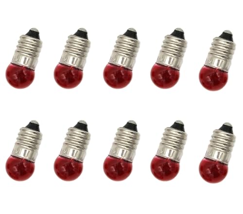 Rot Kugellampe E10 2.5V 0.3A Glühlampe Glühbirne Miniatur Schraubfuß Miniaturschraubensockel 11mm Ø E 10 (20) von ShuoHui