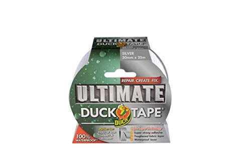 Duck Tape Ultimate Gewebeband, silberfarben, 50 mm x 25 m, das ultimative, hochfeste, wasserdichte Gaffer- und Reparaturband, Gewebeband von Duck