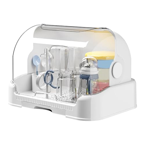 Babyflaschenhalter, Babyflaschenaufbewahrung, Babyflasche, Trockengestell, Behälter mit Abtropfgestell, tragbar, große Kapazität, Kleinkindflaschen, Aufbewahrungsbox mit Anti-Staub-Deckel von Shurzzesj