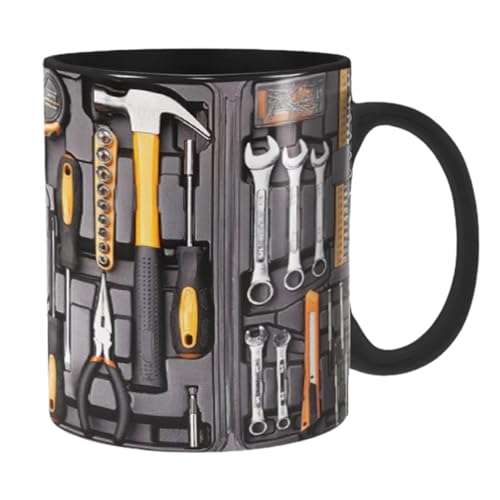 Kaffee-Tasse Bedruckt Werrkzeug Fotoprint Toolbox Geschenk, Tool Box Mechanic Mugs, Mechaniker-Tasse Schwarz, Kreative Mechaniker-Werkzeugkasten-Set-Tasse, Lustige Kaffeetasse Für Mechaniker von Shurzzesj