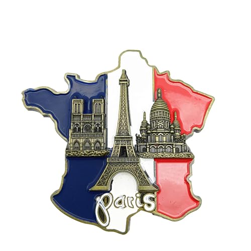 Kühlschrank-Aufkleber, Frankreich-Karte, Kühlschrankaufkleber, Europa-Touristen-Souvenir, innovativer 3D-Kühlschrankmagnet-Aufkleber, Notre-Dame Kathedrale de Paris Frankreich, Eiffelturm von Shurzzesj