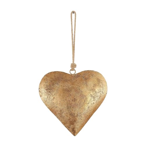 Metall-Herz-Wanddekoration, herzförmiges Eisen-Ornament mit goldenem antikem Finish und Herzglocke, Vintage-Metall-Herz-Wandkunst mit Aufhängeseil für Zuhause, drinnen und draußen Metall-Herz-Wanddekoration, herzförmiges Eisen-Ornament mit goldenem antikem Finish und Herzglocke, Vintage-Metall-Herz-Wandkunst mit Aufhängeseil für Zuhause, drinnen und draußen von Shurzzesj