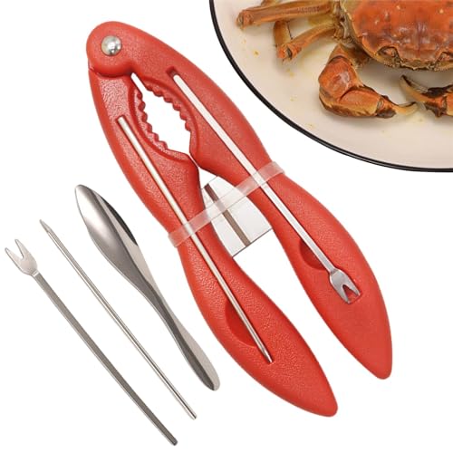 Shurzzesj Krabbenbein-Knacker-Werkzeug, Meeresfrüchte-Knacker-Werkzeug-Set | Krabbenpflücker-Set, Krabbenkrallen-Utensilien-Set aus Edelstahl,Ergonomische, rutschfeste Meeresfrüchte-Werkzeuge, von Shurzzesj