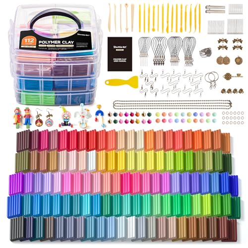 Shuttle Art Polymer Clay Set, 112 Knete Set, Modelliermasse ofenhärtend, Ton mit 112 Farben Backknete(je 20g), 20 Werkzeugen & 16 Arten Zubehör, Kinderknete, Modellierknete, Modelliermasse kinder von Shuttle Art