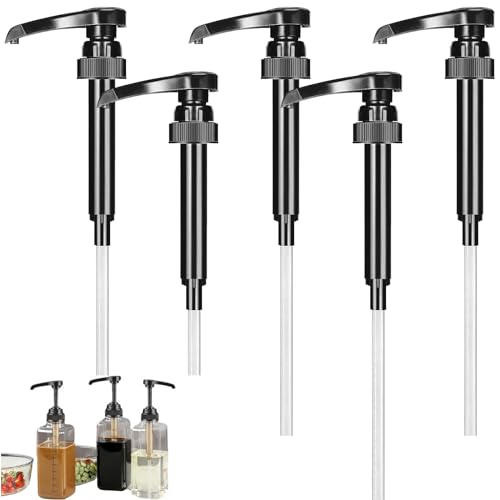 Sirup Pumpspender Wiederverwendbar Pumpaufsatz Dosierpumpe Flaschen Sirup Spender für Heimküchen und Cafés（5 Stück, Schwarz） von Shuul