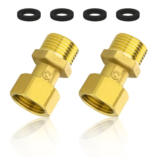 Shwdsy 2 Stück Messing Beweglich Verschraubung 1/2, 1/2 Zoll-Innen- und Außengewinde Kühlwasser Messing Fitting, DN15 IG/AG Verschraubung, mit 4 Dichtring, für Wasseranlagen und Heizsysteme von Shwdsy